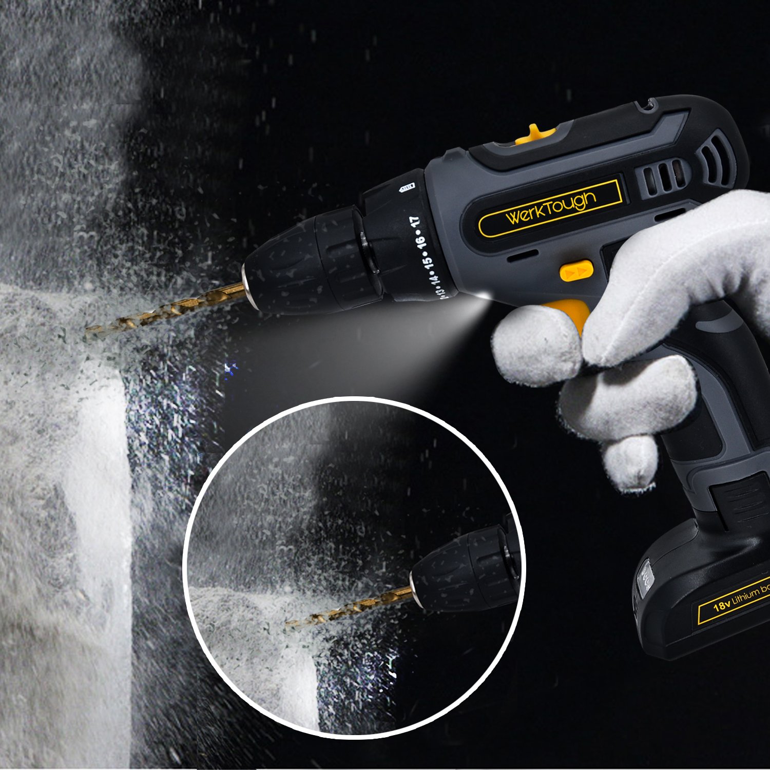 Werktough CC006 Cordless Drill Driver Impact Screwdriver Kit Li-on Battery With Charger 1/4\