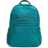 Vera Bradley Women's Cotton Campus Backpack, Forever Green - Recycled Cotton, One Size