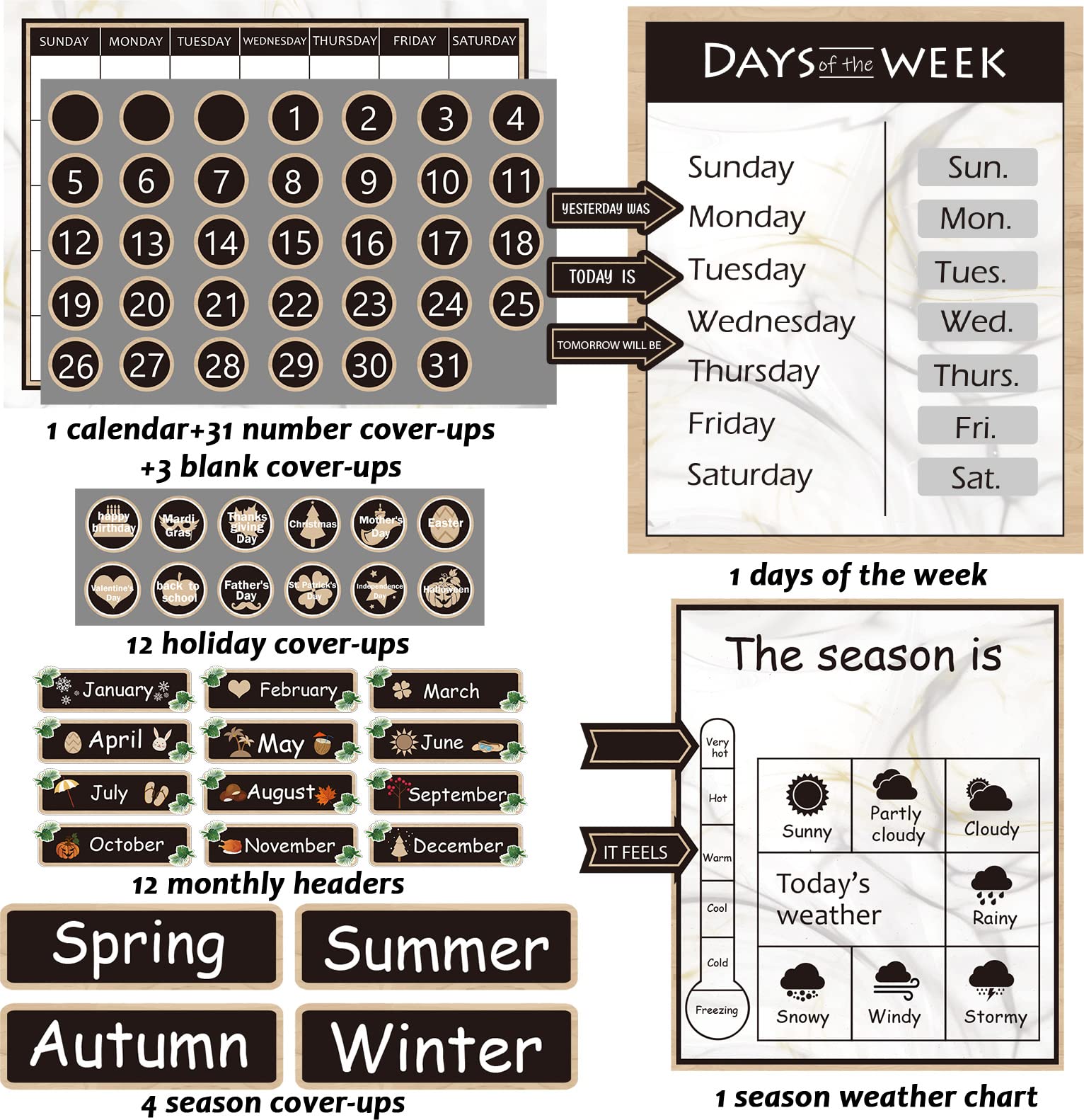 Mua Boho Greenery Calendar Bulletin Board Set Simply CTP Bulletin Board ...