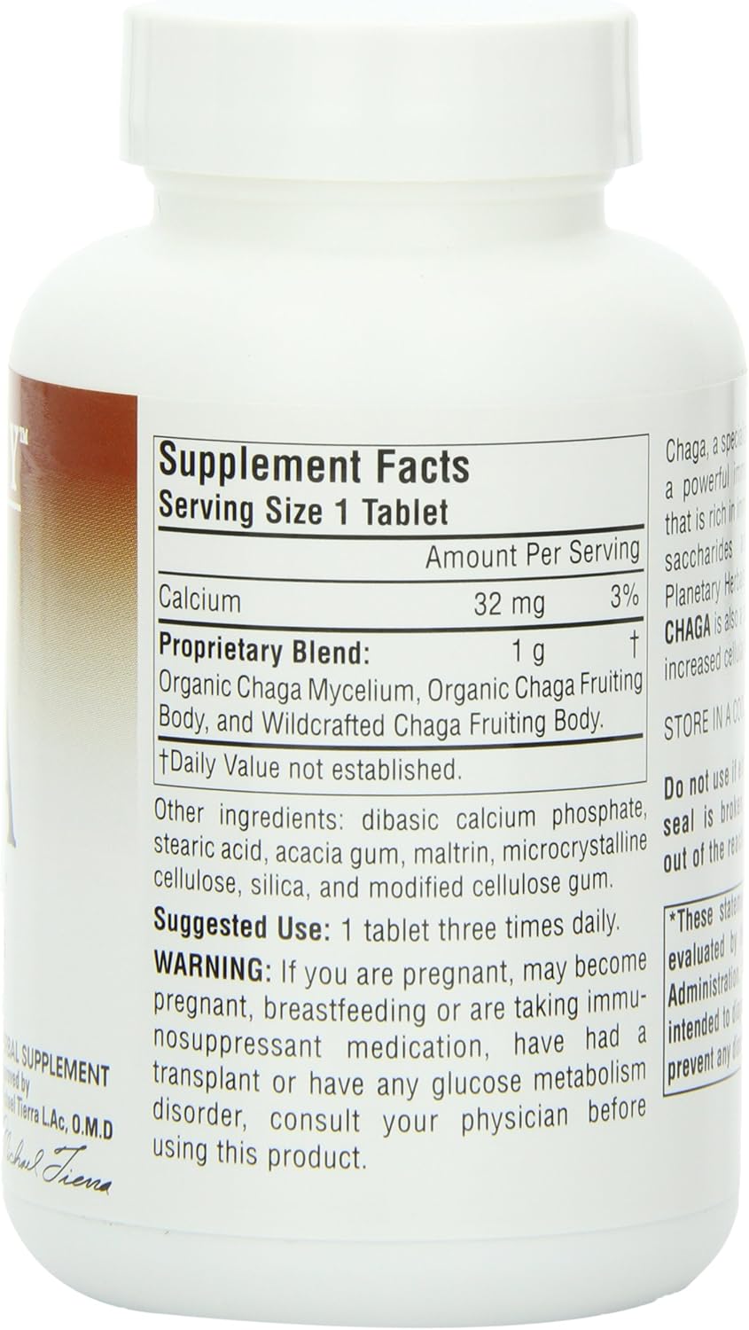 Planetary Herbals Chaga Full Spectrum, Enhance Cellular Immunity, 60 Tablets: Health & Personal Care
