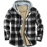 Derbars Men's Cotton Plaid Shirt Jacket Fleece Flannel Sherpa Button Down