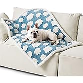 LE SURE Waterproof Dog Blanket for Medium Dogs - Washable Double Sided Dog Blankets with Warm Jacquard Shag and Soft Sherpa Fleece, Pet Cat Blanket for Couch Protection, 3D Textured Cloud, Blue