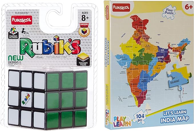 Funskool-Rubiks Cube + Play & Learn World Map Puzzles
