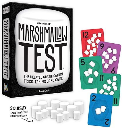 Amazon Com Gamewright Marshmallow Test Delayed Gratification Trick Taking Card Game Toys Games