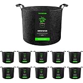 VIVOSUN 10-Pack 1 Gallon Plant Grow Bags Fabric Pots with Handles | 300G Thickened Nonwoven Fabric, Excellent Drainage, Healthy Root Growth, BPA-Free, Reusable