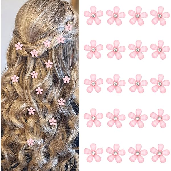 Amazon.com : YISSION 20Pcs Mini Pink Flower Hair Clips with