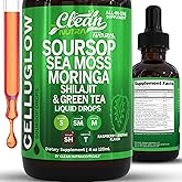 Clean Nutra Soursop Liquid Drops Sea Moss Moringa Shilajit Green Tea Vitamin D Vitamin C Garlic Supplements Grape Seed Lycopene Turmeric Root 4 Oz Immune Support & Cellular Health by Clean Nutra
