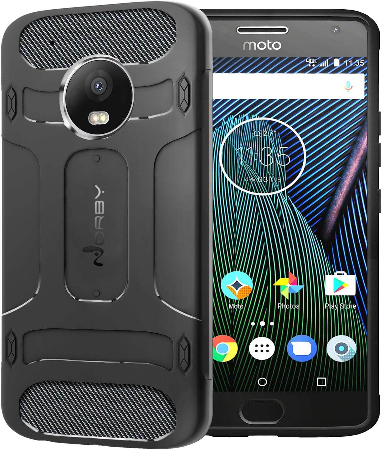 Norby Moto G5 Plus Rugged Shock Proof Sleek Armor 360 Degree Protection Guard Back Cover Case for Motorola Moto G5 Plus (Black) + 6 Months Warranty