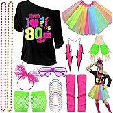 GDXINYES 80s costumes for woman, 80s outfit woman costume outfits 21PCS womens 80's shirts accessories dress1980s clothing