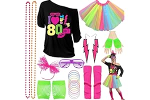 GDXINYES 80s costumes for woman, 80s outfit woman costume outfits 21PCS womens 80's shirts accessories dress1980s clothing