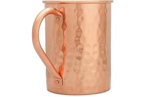 Copper Mules Pure Copper Mug RAW Copper Interior Ideal for Ayurvedic Health Benefits and Moscow Mules - Hand Hammered Finish 