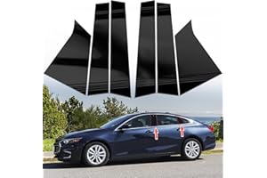 AMSPRAC Door Pillar Covers fit for Chevrolet Malibu 2016-2021,Glossy Black Anti-Scratch Trim,6PCS Window Outer Pillar Panel,Glossy Black