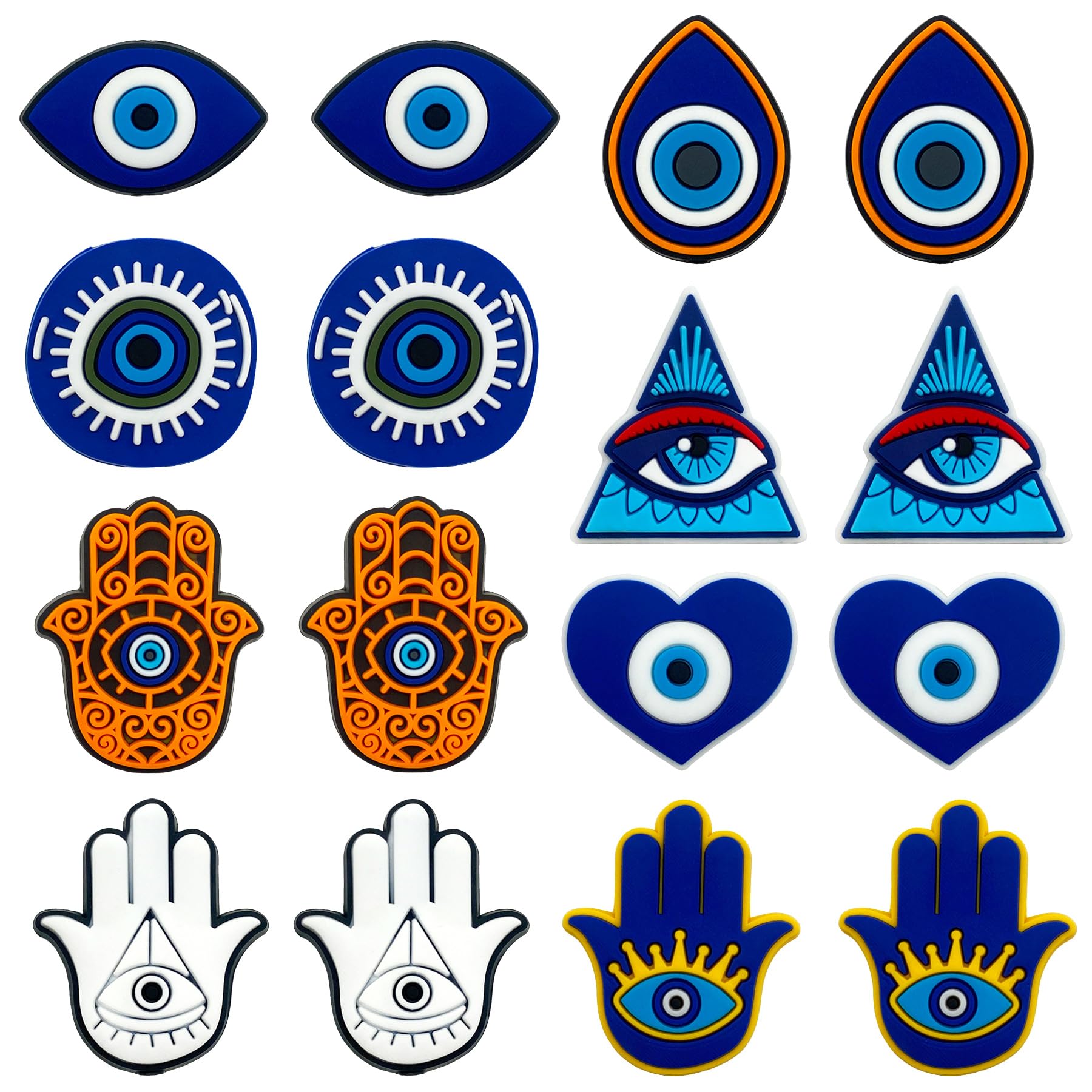 Photo 1 of 16 Pcs Silicone Focal Bead Hand Eye Loose Beads Accessory for DIY Keychains Bracelet Necklace Pens Lanyard Making (Evil Eye)