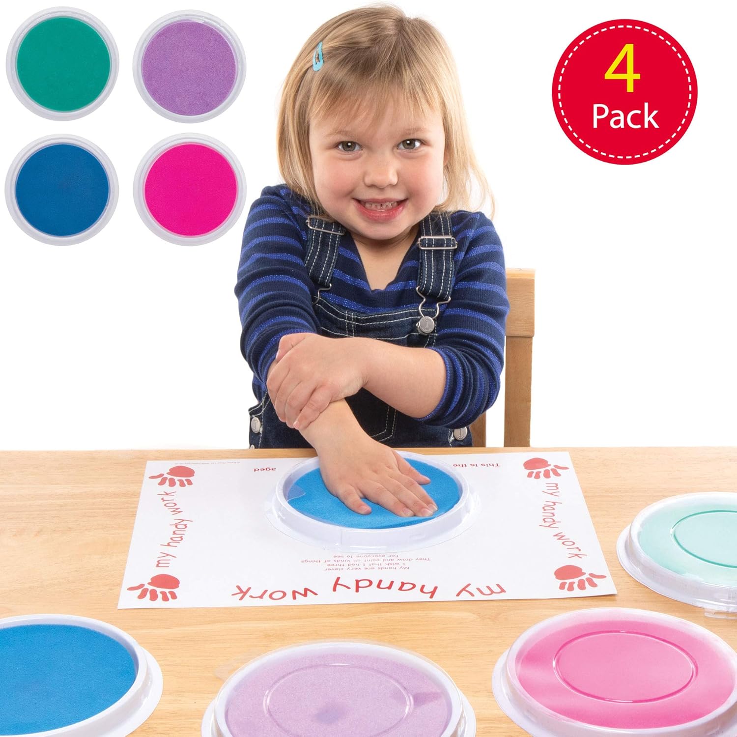 Baker Ross AT406 Pastel Jumbo Paint Pads, Pad for Kids Finger Painting