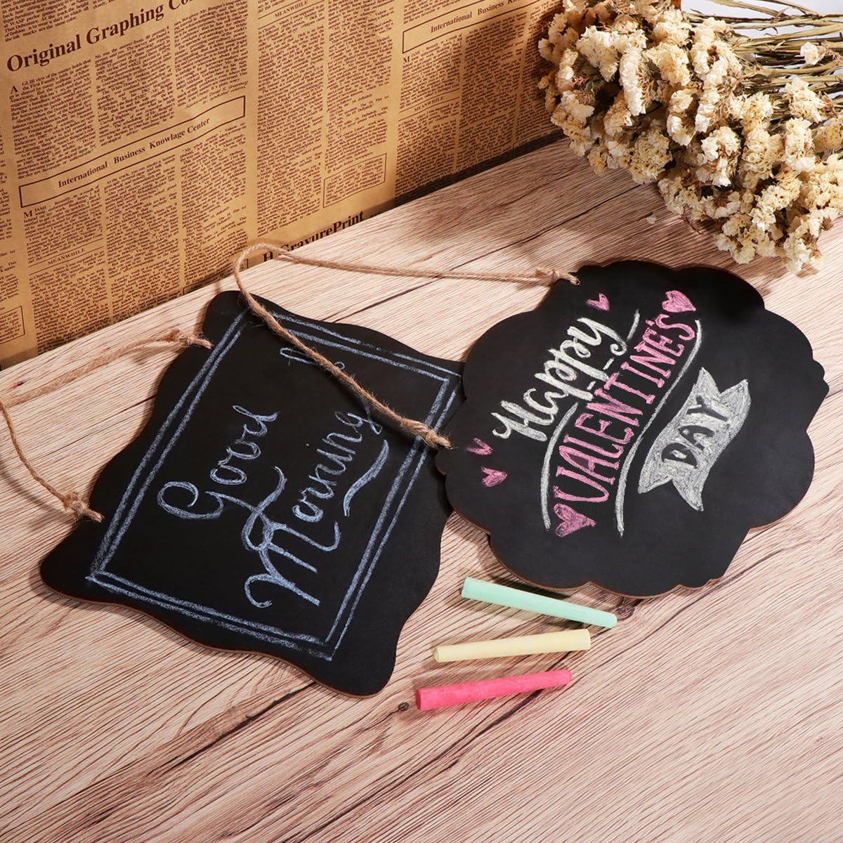HOMEMAXS Chalkboard Sign Double-Sided First Day of School Board with Hanging String - 4 Pack : Office Products