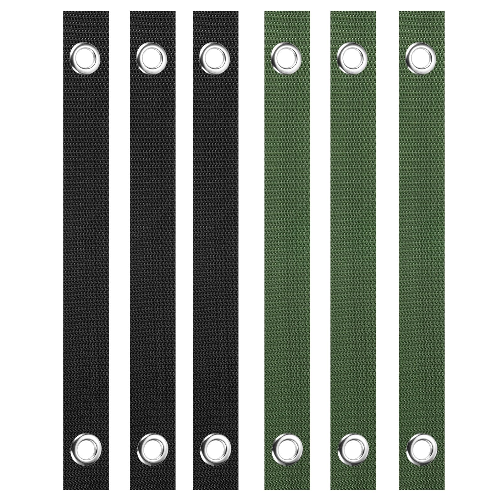 PATIKIL 16 Inch Tree Straps for Staking, 6 Pack Tree Support Stakes, Tree Straightening Ties with Grommets for Newly Planted Straight, Black, Olive Green