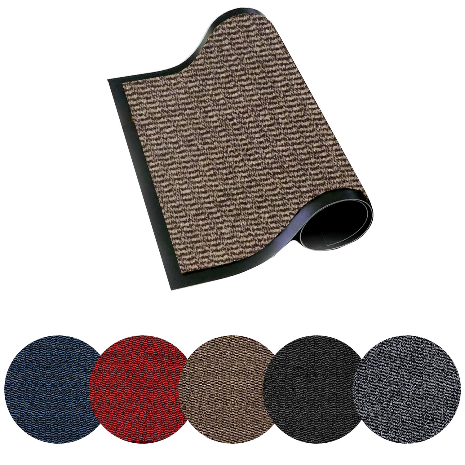 Trendsco - Dirt Trapper Door Mat Indoor & Outdoor - Non Slip Rubber Backing Carpet and Floor Mat for Home, Kitchen & Office - Super Absorbent Washable Rug Mat for Front & Back Door (Beige ||60 x 90)