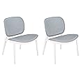 CangLong PP with Fabric Seat & Back Armless Dining Side Chair, Set of 2, Grey 2