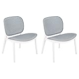 CangLong PP with Fabric Seat & Back Armless Dining Side Chair, Set of 2, Grey 2