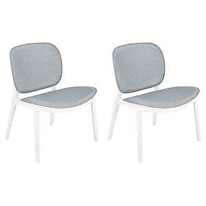 CangLong PP with Fabric Seat &amp; Back Armless Dining Side Chair, Set of 2, Grey 2