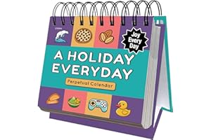 ETERNA GOODS Everyday Is A Holiday Calendar | Funny Perpetual Desktop Calendar With Every Goofy & Silly Holiday For Each Day Of Year, 365 Humorous & Weird Holidays with Custom Illustrations on Every Page
