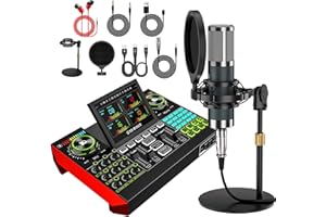 NECULOGY G10 podcast equipment bundled with audio mixer integrated podcast production studio, equipped with P15 microphone, used for live streaming, podcast recording PC,YouTube Recording