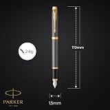 Parker IM Fountain Pen Grey Lacquer Gold Trims Medium Nib Gift Box view 3