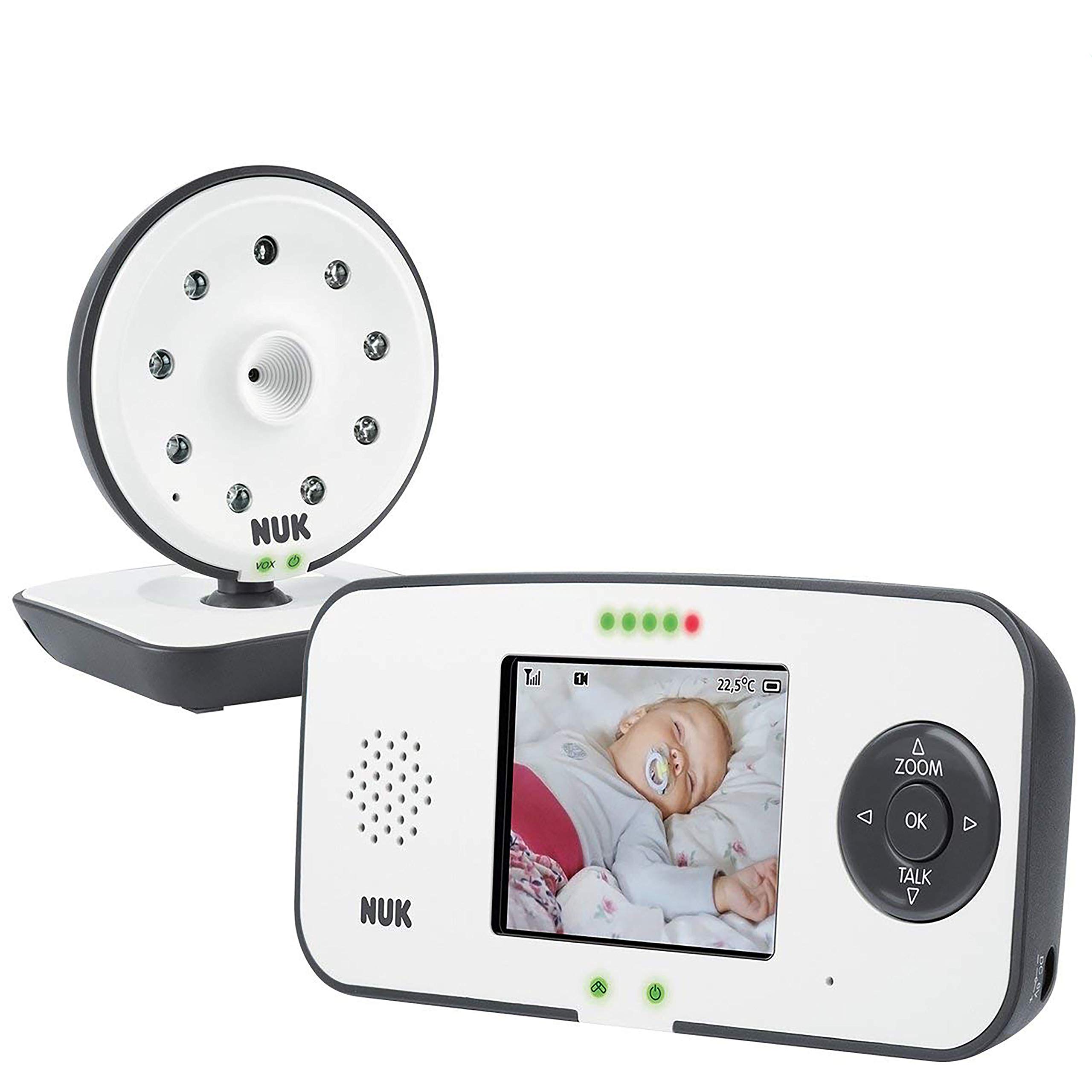 NUK 550VD Video Baby Monitor with Camera LCD Screen, Night Vision, Temperature Sensor, 2 Way Talk and Lullabies
