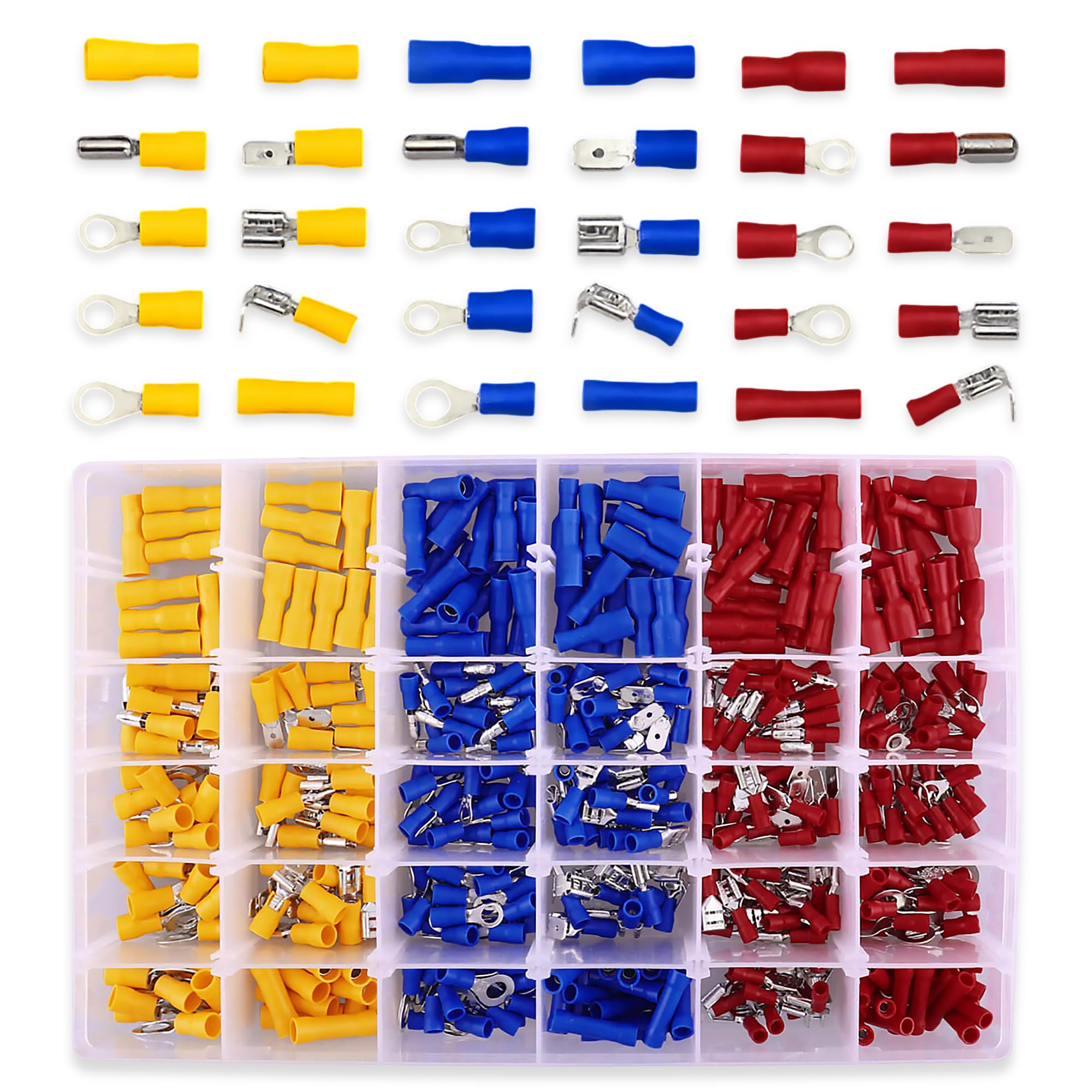 Insulated Crimp Terminals Electric Wiring Wire Connectors Butt Spade Ring Fork Assorted Kit 480 Pcs by Weddecor…