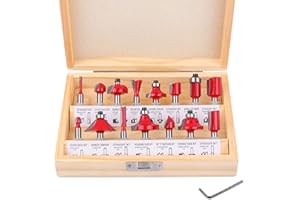 Flytuo 15 Pieces Router Bits Set 1/4 Inch Shank, Tungsten Carbide Router Bits, Woodworking Milling Cutter Tool Kit for Home I
