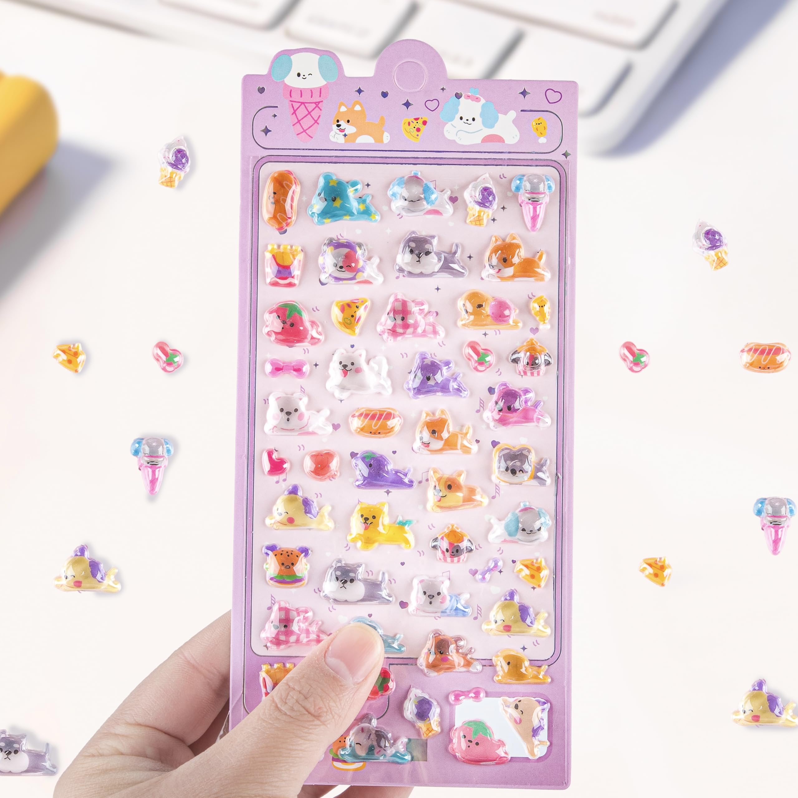 NestlyMoly シール ぷっくり 立体シール 3Dシール ステッカー かわいい キラキラ おしゃれ 女の子 男の子 ごほうび 贈り物 DIY用 デコシール 手帳用 日記帳用 貼り付け可能 1枚入り