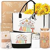 iAOVUEBY Aunt Gifts from Niece, Nephew - Cool Aunt Birthday Gift Ideas, Auntie Gift Set Canvas Tote Bag 16 Oz Glass Cup, Thanksgiving Christmas Mothers Day Gifts for Her