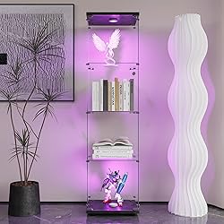 nifoti 4-Shelf LED Lights Glass Display