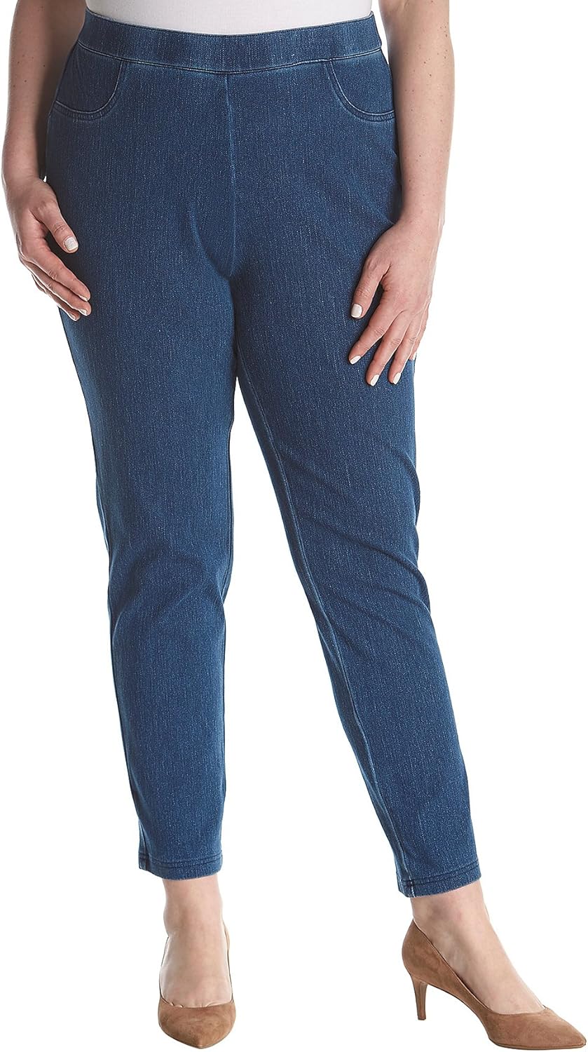 Alfred Dunner Women's PlusSize Knit Denim Jegging Pant at Amazon Women
