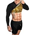 FUXERT Sauna Shirt for Men Sweat Suit Compression T-Shirt Weight Loss Body Shaper Shirts for Workout Sports