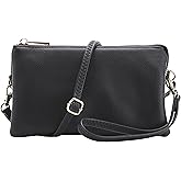 B BRENTANO Vegan Leather Multi-Pocket Crossbody Purse/Clutch with Card Slots, Removable Wristlet & Adjustable Shoulder Strap | Vegan Leather, Multi-Pocket, Card Slots, Removable Wristlet