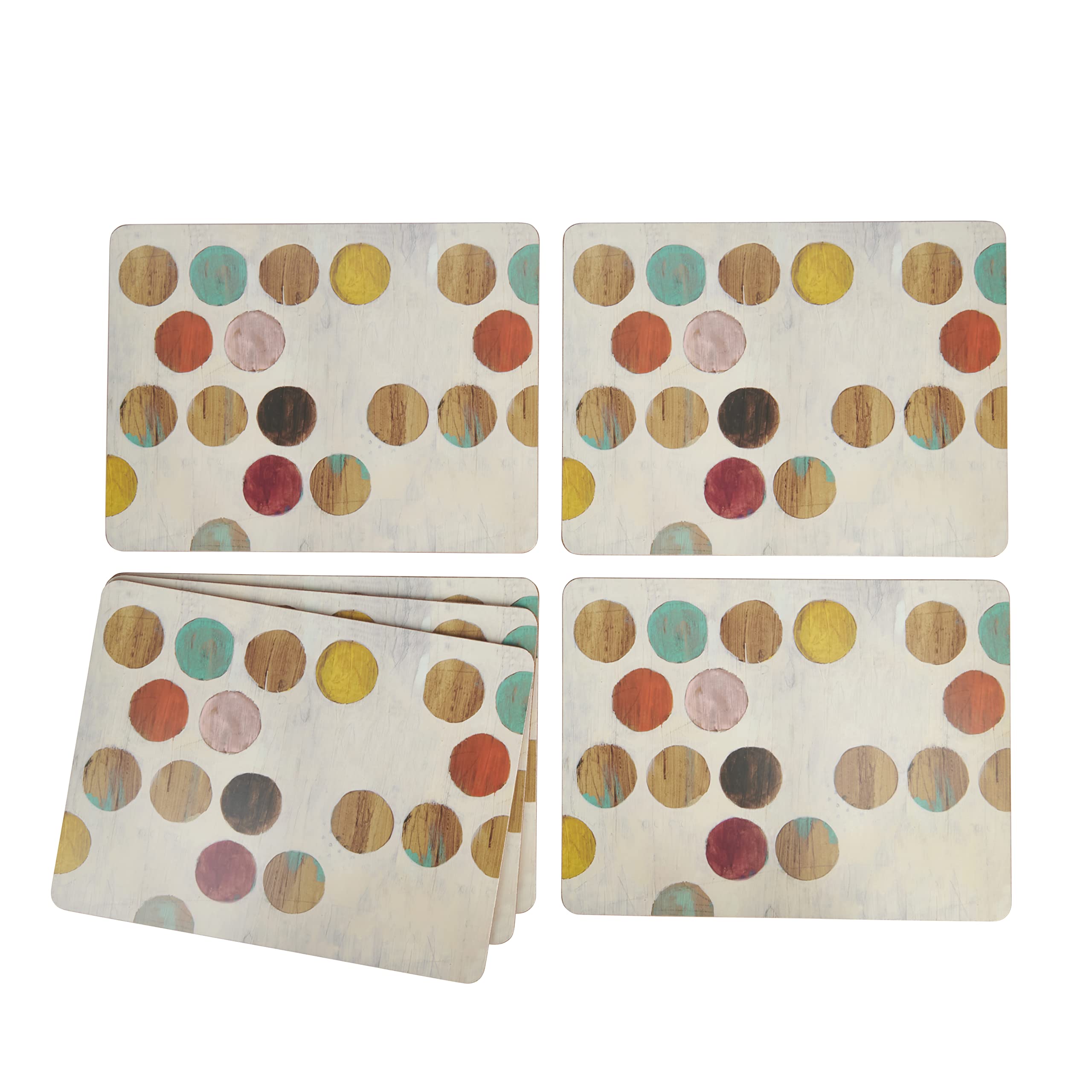 Creative Tops Placemats Set of 6, Retro Spot, Cork-Backed, Wooden Table Mats, Multi-Colour — image 1