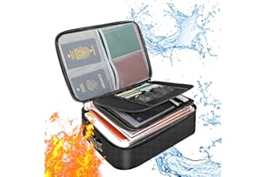 UPUSA Fireproof Document Box,Fireproof Document Bag with Lock,3-Layer Important Document Organizer,Fire Proof/Waterproof Safe Bag for Money,Paperwork and Laptop,Travel Home Document Organizer