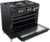 Willow WS90DFBL 95L Dual Fuel Freestanding Range Cooker Black 5 Gas Burners view 5