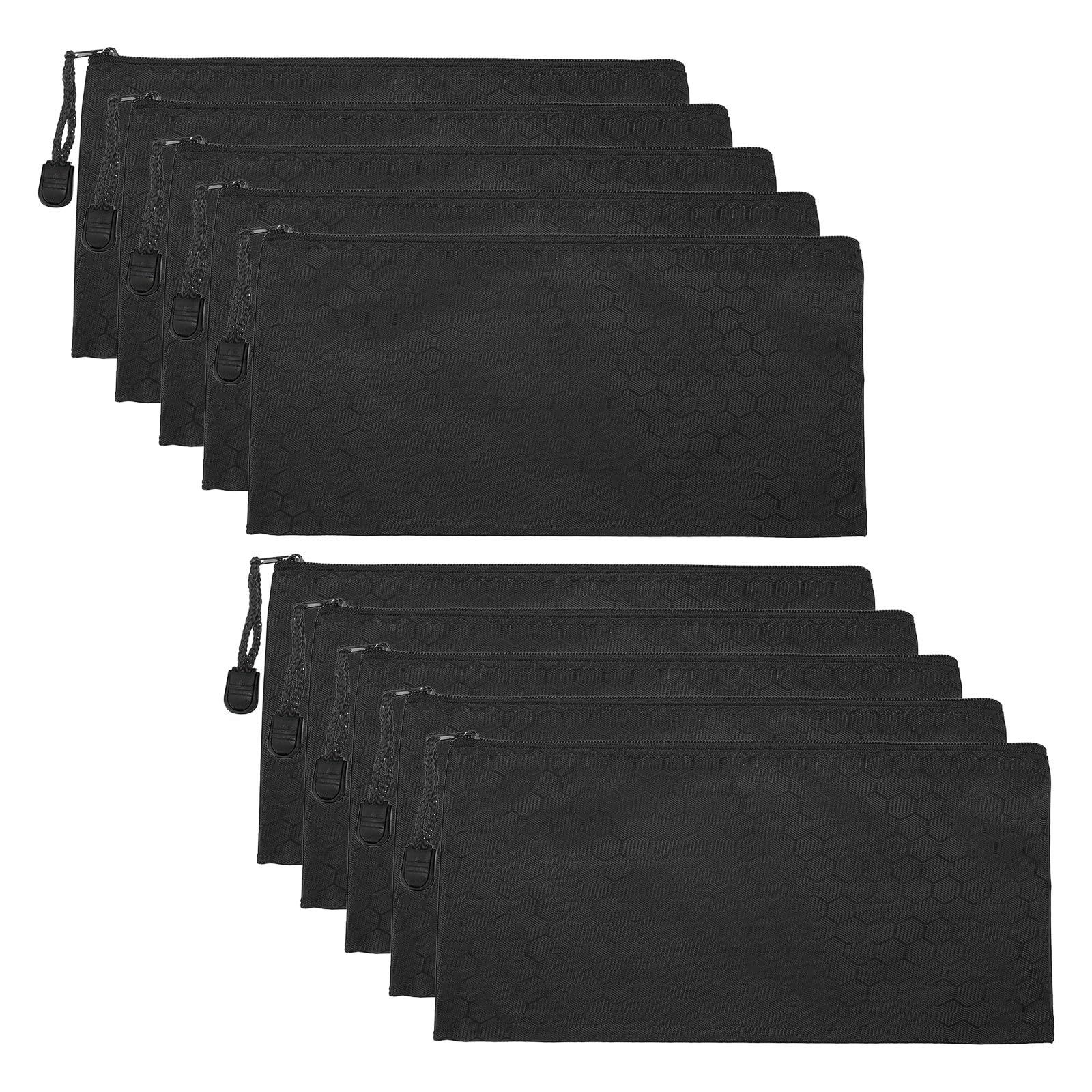 PATIKIL Waterproof Zipper File Bags, 10 Pack A6 Document Holders Pencil Pouch for Office, Black