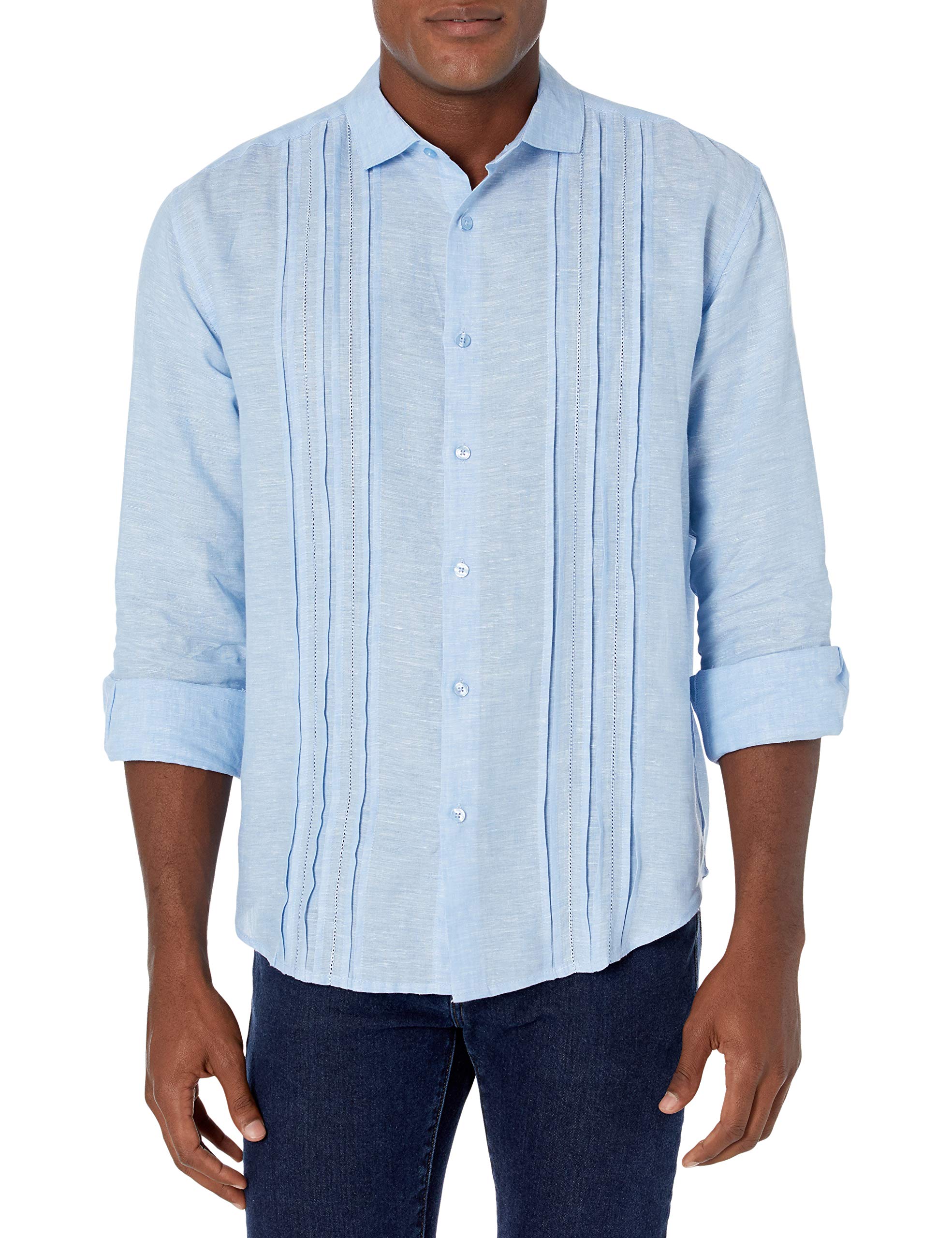 Men's Long Sleeve Triple Tuck Emb Shirt