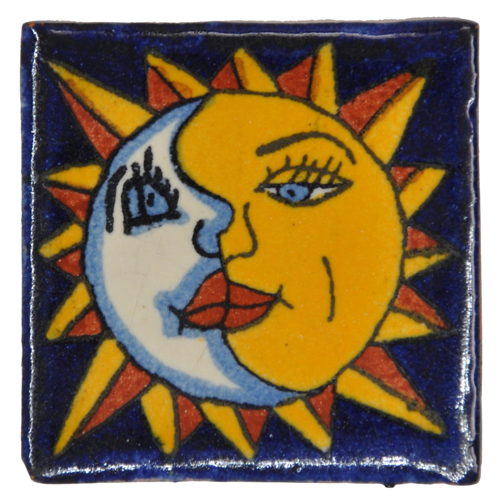 Tumia LAC Handmade Mexican Talavera Tile - Authentic Style Alicia Ceramic Tiles for Crafts, Backsplashes and Home Improvement - 10 Pack