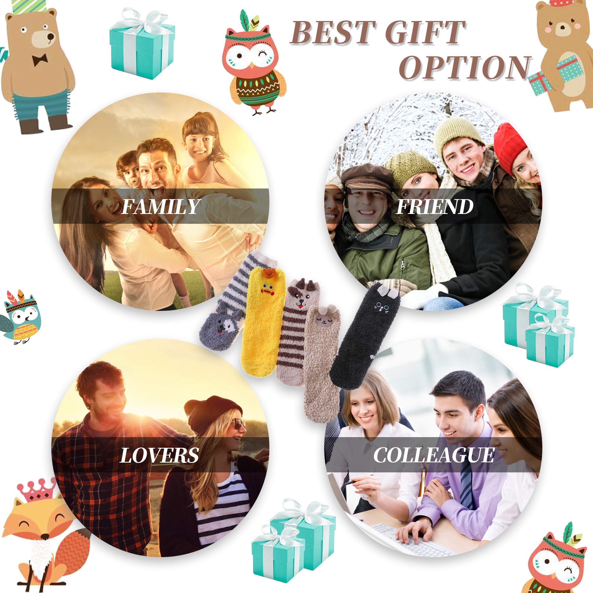 DYW Fuzzy Socks for Women Soft Cozy Fluffy Winter Warm Slipper Socks Home Sleeping Animal Socks