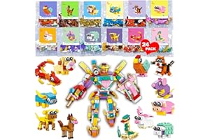 JUNQIU US JUNQIU 24 Pack Valentines Day Cards For Kids School, Animal Building Blocks Valentine For Class, Valentines Day Gifts For Kids Classroom Bulk, Class Gifts Exchange For Boys Girls