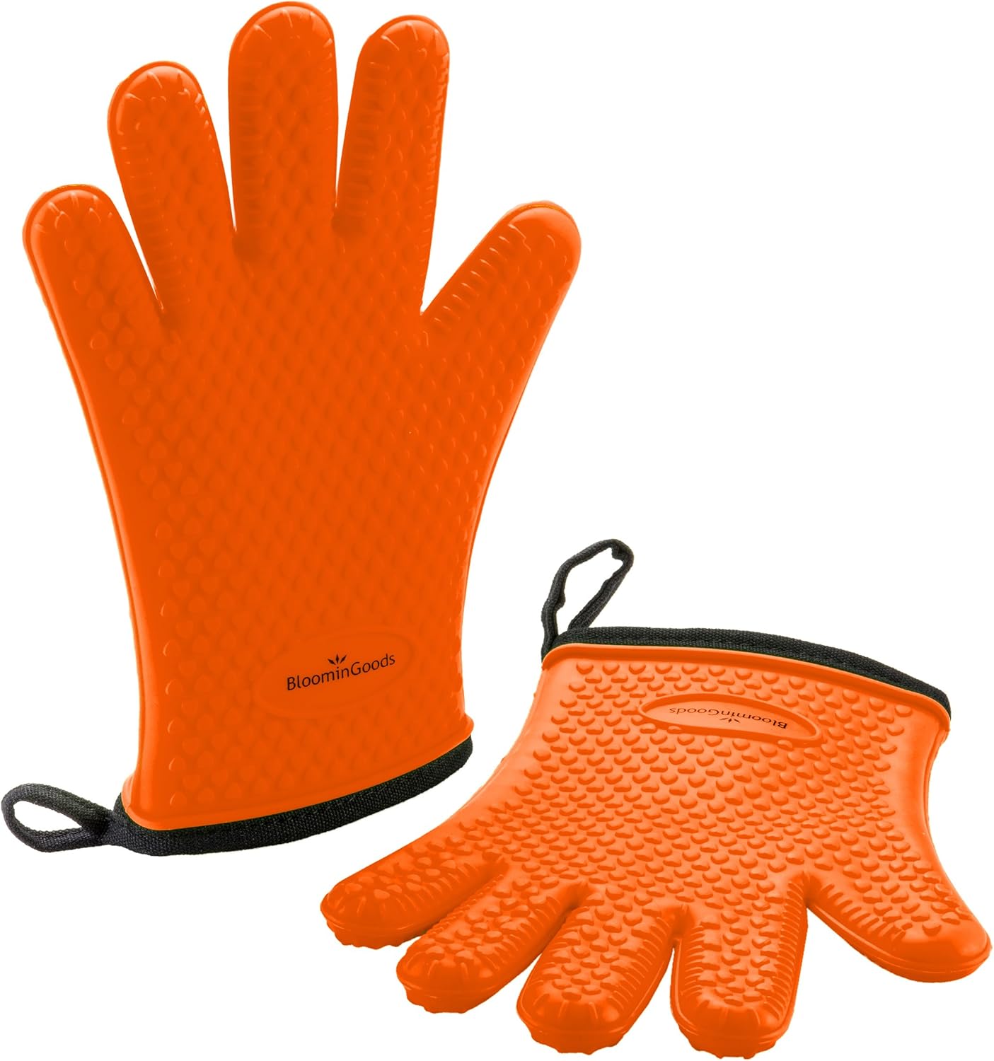 BloominGoods Silicone Cooking Gloves – Heat Resistant Oven Mitt & Barbecue Gloves for Grilling, BBQ and Baking - Non-Slip Potholders with Internal Protective Cotton Layer (Orange) : Garden & Outdoor