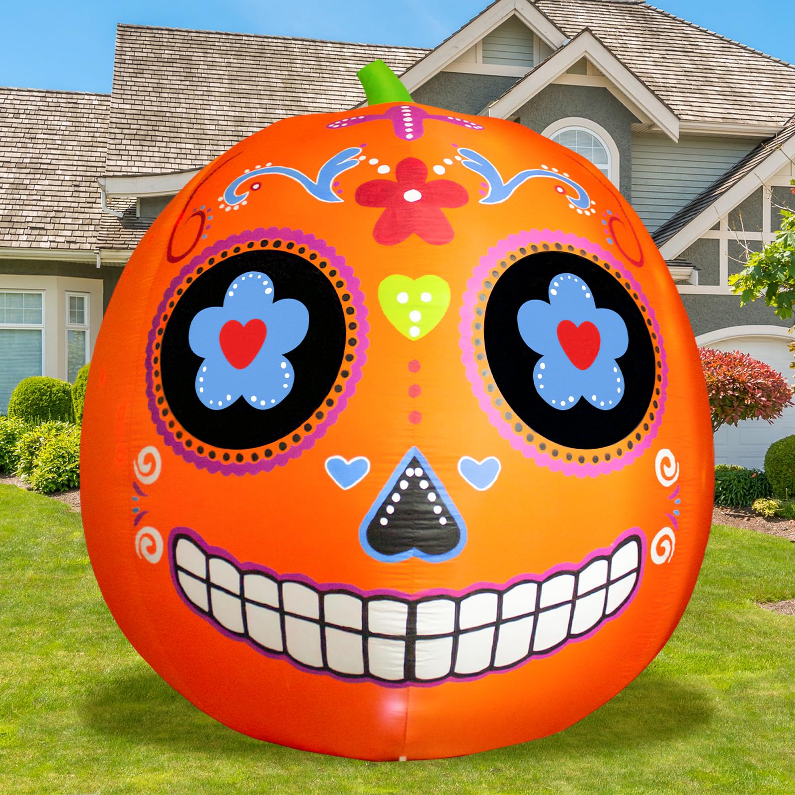 Photo 1 of VIKIMORA 8 FT Halloween Inflatable Pumpkin Decoration Halloween Blow up Giant Pumpkin Inflatables with LED Lights Day of Indoor Outdoor Yard Garden Lawn Holiday Decor