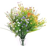 JAKY-Global Artificial Flowers Gypsophila Babysbreath Fake Water Plants Bouquet 6 Bundle Fake Plants Wedding Bridle Bouquet Outdoor Home Office Christmas Decor(Mix Color)