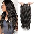 Hair Toppers for Women 20-Inch Wavy Ombre Highlight Synthetic Wig With Fringe Bang - Clip In Hair Pieces for Thinning Hair to Add Volume