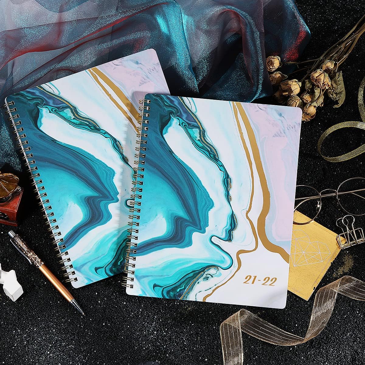 Planner 2021-2022 - Academic Planner with Tabs, 8" x 10", Jul. 2021 - Jun. 2022, Weekly & Monthly Planner, Thick Paper, Twin-Wire Binding - Sea Blue : Office Products