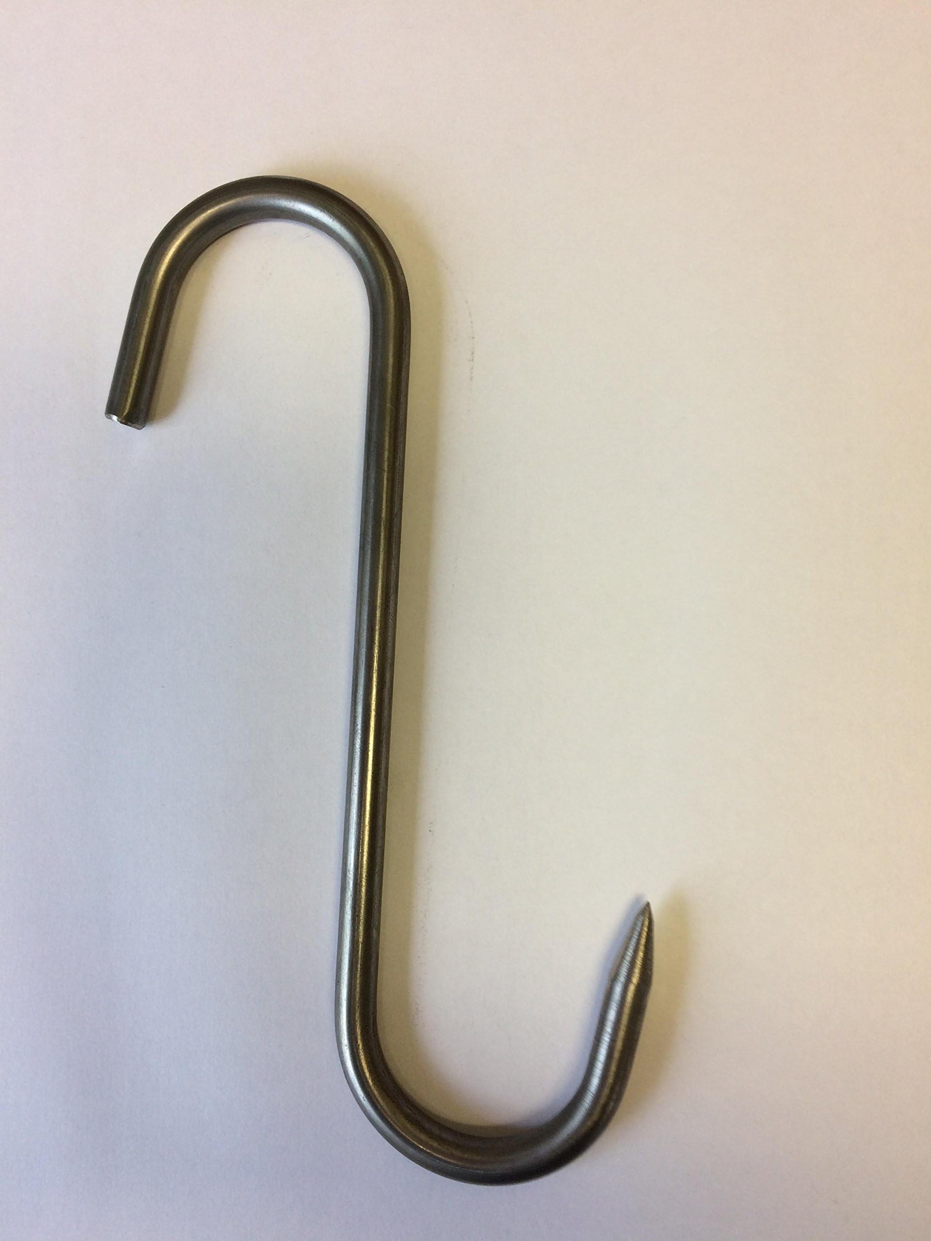 5 pieces Butcher hooks, butcher hooks, stainless steel hooks, S-hooks, smoking hooks, food hook D8,0 x 180 mm butcher, butcher, butcher 5 pcs